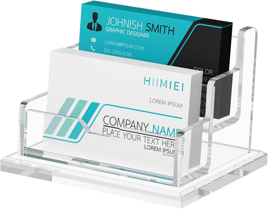 HIIMIEI Acrylic Business Card Display, Multiple Card Holder for Office, Home, Restaurant - 2 Slot, 2 Tier