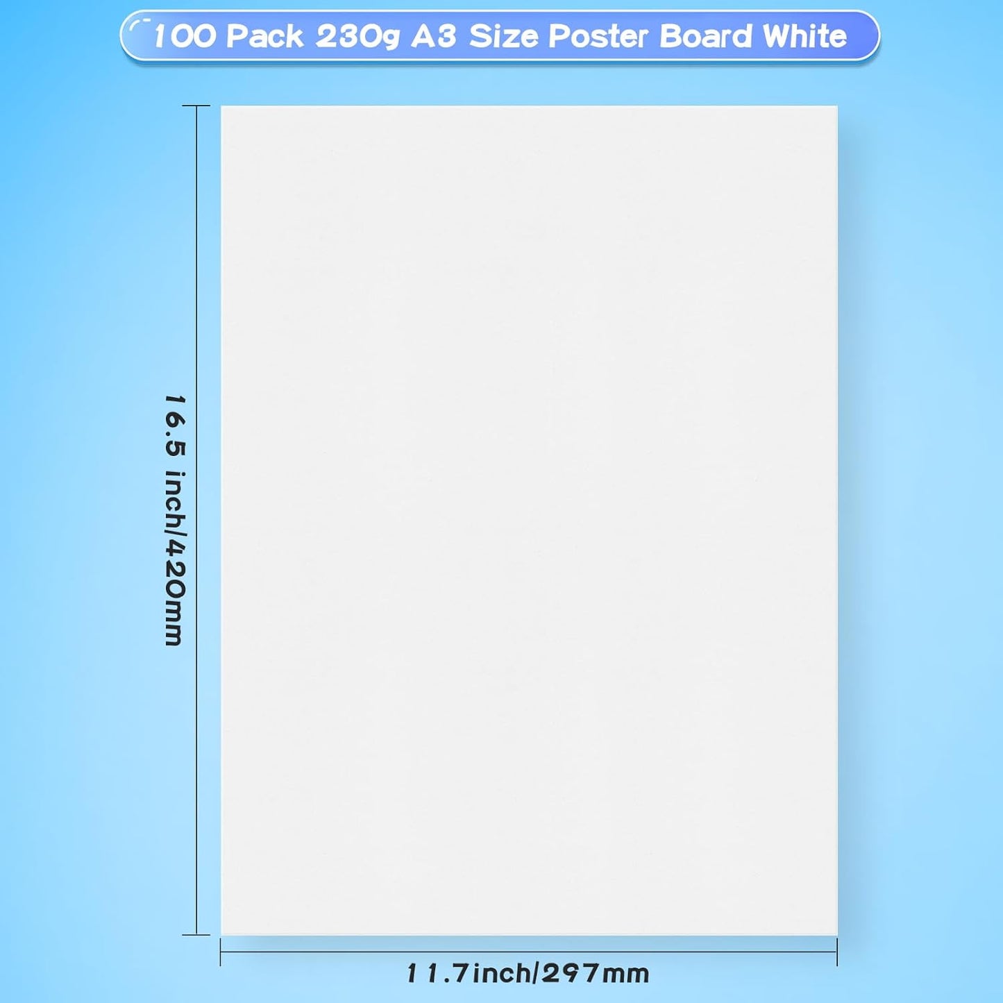 100Pcs White Poster Board,VinTS 11.7x16.5 White Poster Paper, 230G Thickness Poster Board Bulk, Blank Graphic Display Board for School Arts, Classroom Crafts, exhibits and Notices (Pack of 100)