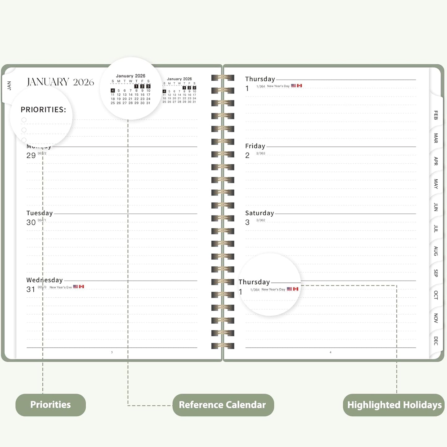 2026 Planner, Weekly and Monthly Calendar Academic Planner, Jan 2026 - Dec 2026, Planning Agenda Book for Desk Accessories and School Supplies - A5 (6.3'' x 8.5'')