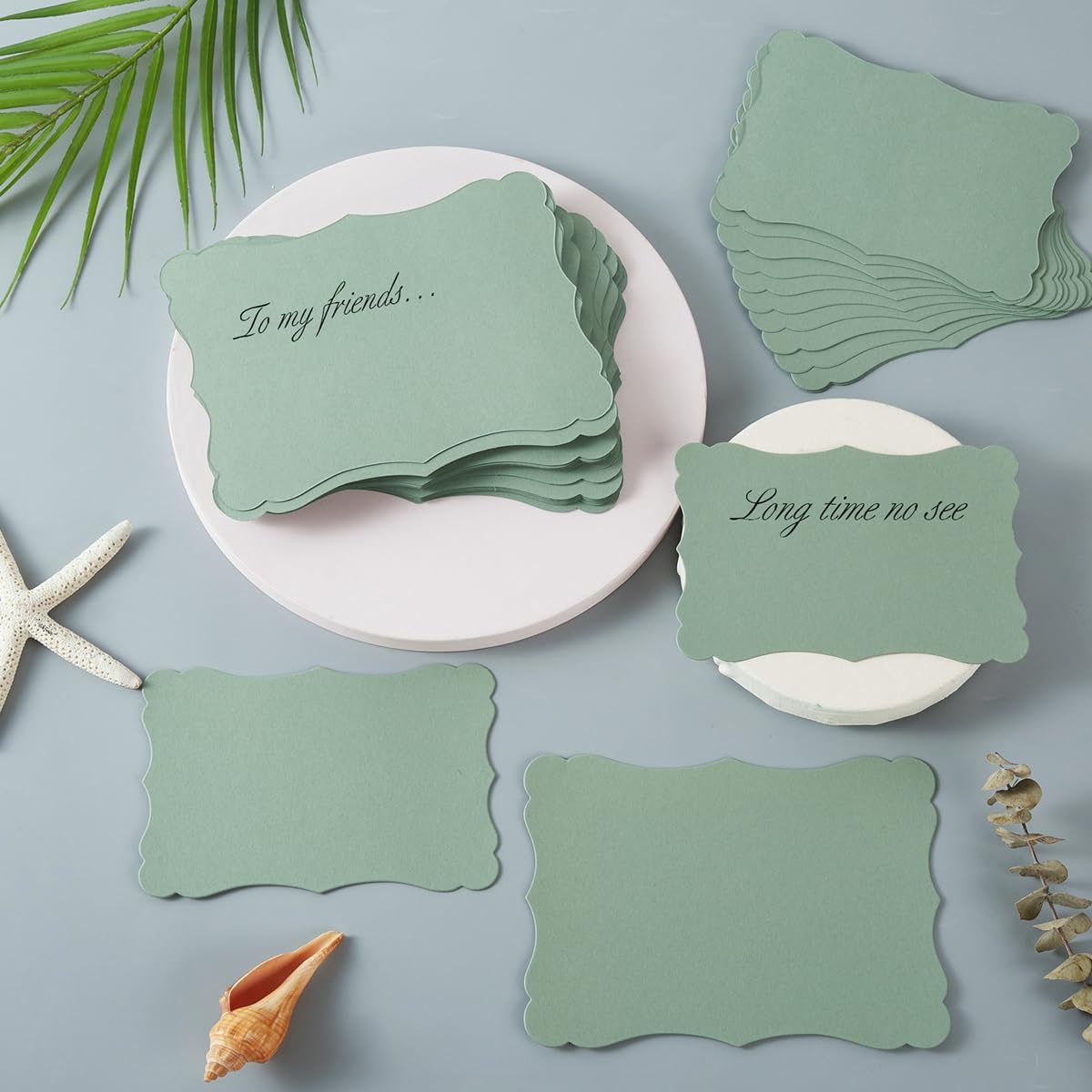 Homtable 50 Pack Sage-Green Blank Cards Cardstock Thick Kraft Paper Greeting Cards for DIY Gift Card Menus, Baby Shower and Wedding Invitations (5x7IN)