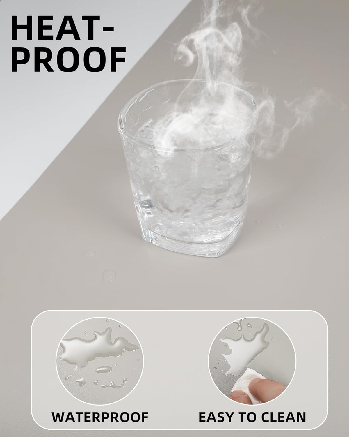 AFIING Leather Desk Pad Protector,55" x 17" Office Desk Mat, Large Mouse Pad, Non-Slip PU Leather Desk Blotter, Laptop Desk Pad, Waterproof Desk Writing Pad for Office and Home (Light Grey)