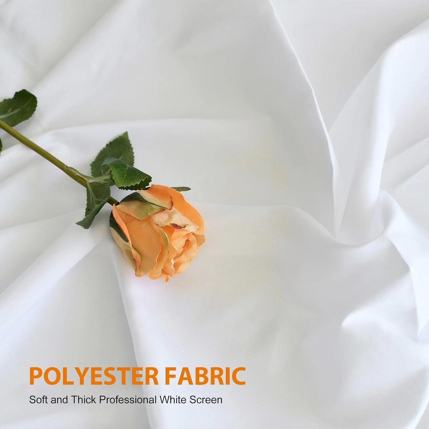 8 x 12 FT White Backdrop - Premium Polyester for Video Streaming, Portrait Photoshoot, Wall Mounted, Parties and Small Events