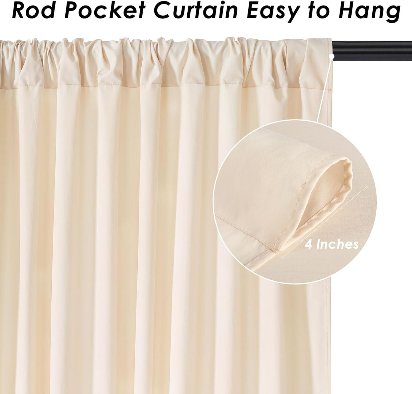Ivory Backdrop Curtains Photography Background Drapes: 20ft x 10ft Polyester Fabric Panels - for Birthday Anniversary Ceremony Decorations