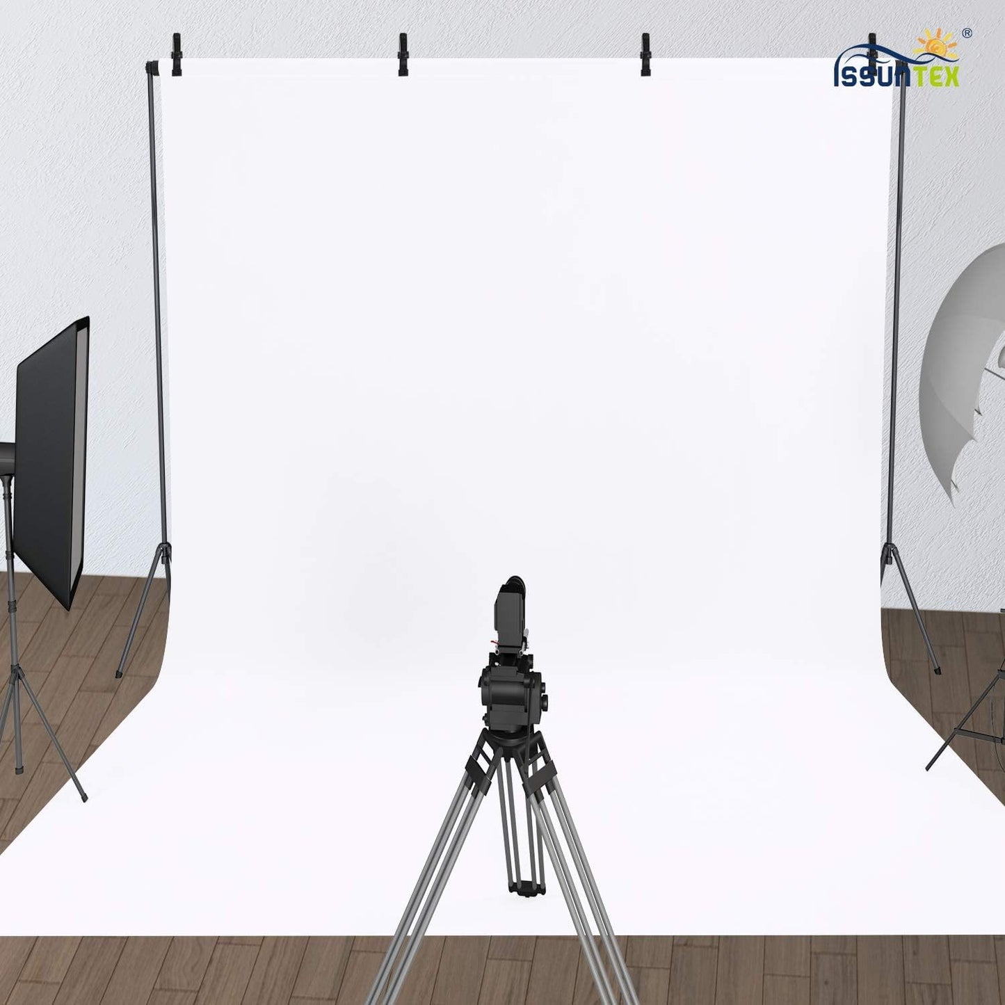 ISSUNTEX 9X15 ft Background Polester Backdrop, Photo Studio, Collapsible High Density Screen for Video Photography and Television-White