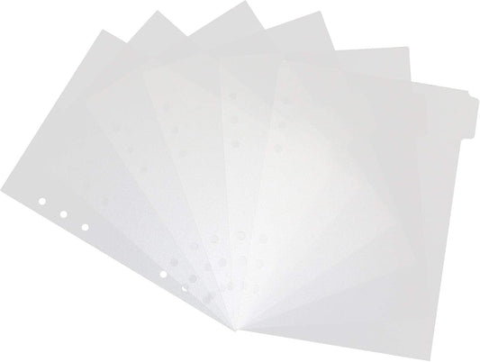 A5 Plastic Binder Dividers 6 Holes Durable Plastic Tab Dividers for 6-Ring Binders, Notebooks, Planners (Clear - 6 Tab & 1 Set)