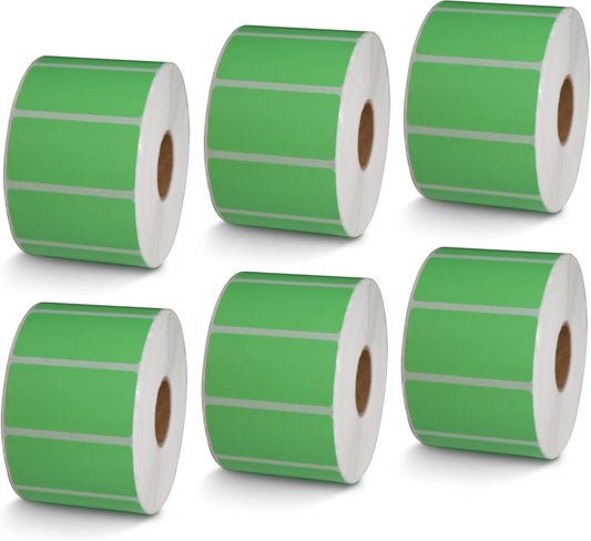 BETCKEY - 2" x 1" UPC Barcode & Address Labels Compatible with Zebra & Rollo Label Printer,Premium Adhesive & Perforated[Green, 6 Rolls, 7800 Labels]