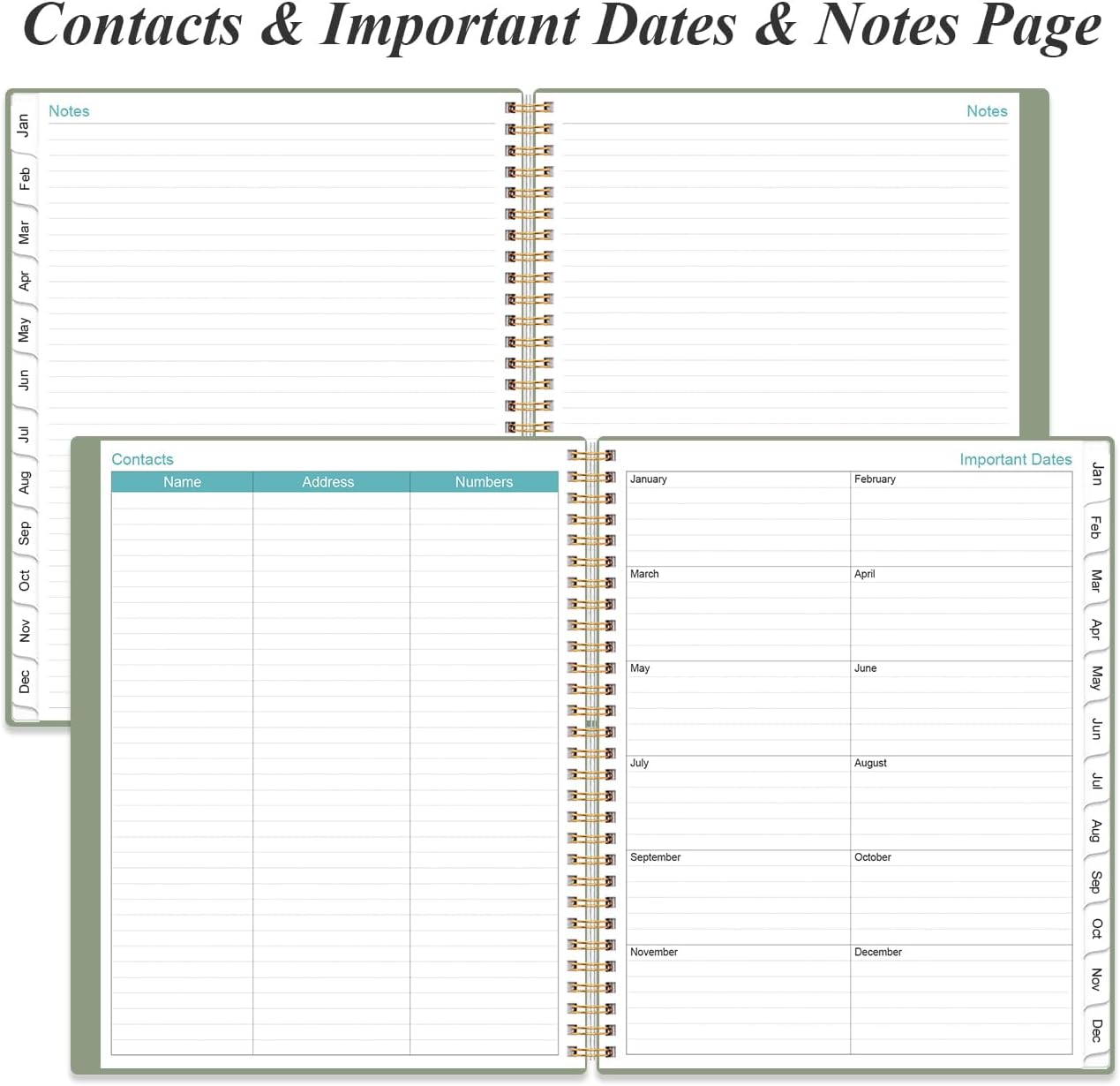 2026 Daily & Monthly Planner - One Page Per Day, Daily Planner from January 2026 - December 2026, Planner 2026 with 12 Monthly Tabs, 8.5" x 11", Green