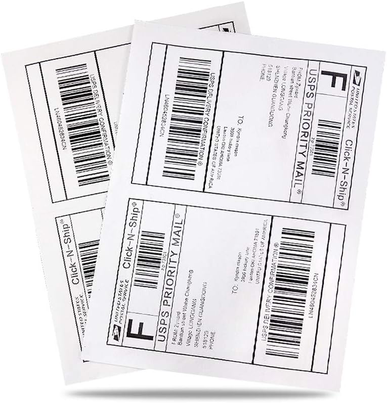 8.5" x 5.5" Half Sheet Self Adhesive Shipping Labels for Laser or Inkjet Printer (500 Labels)