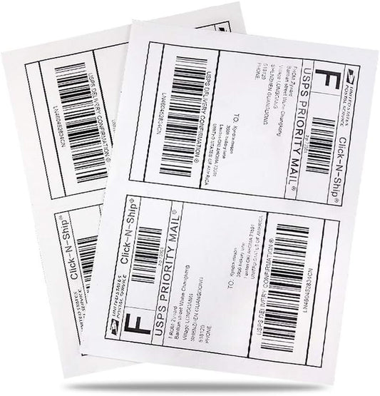 8.5" x 5.5" Half Sheet Self Adhesive Shipping Labels for Laser or Inkjet Printer (10000 Labels)