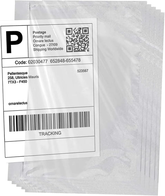 7.5'' x 5.5'' Packing List Pouches, Shipping Label Envelopes Clear Self-Adhesive Top Loading (7.5x5.5 in-100 Bags)