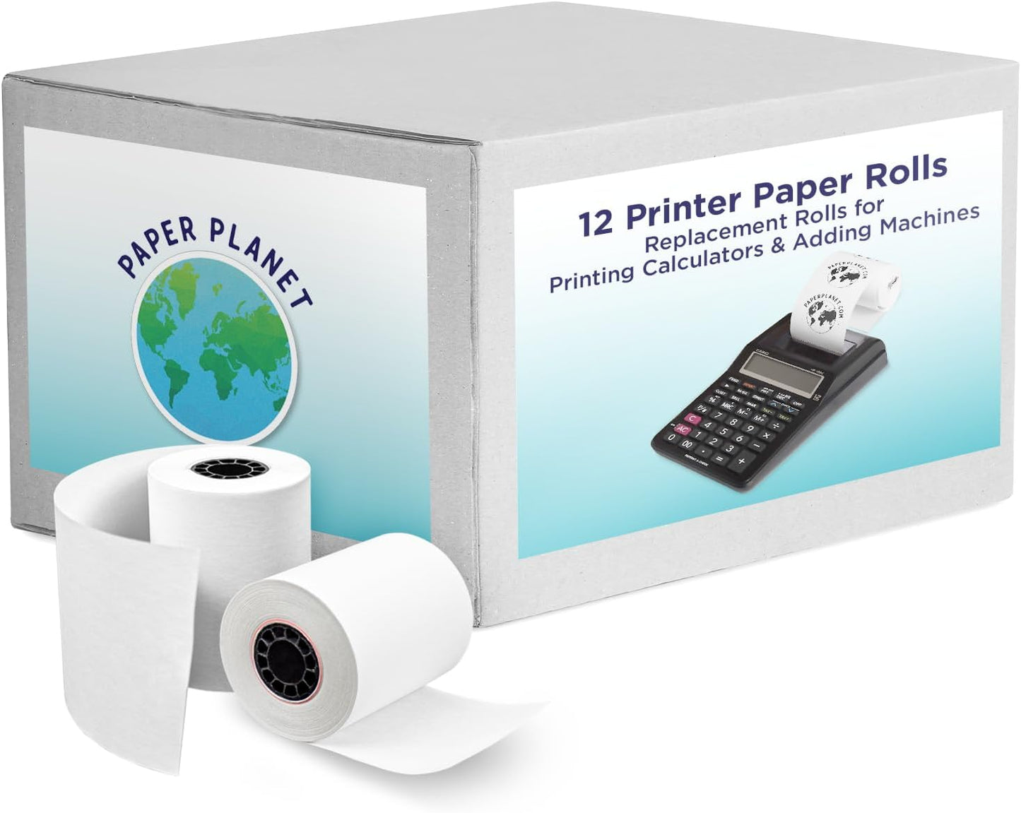 Adding Machine Bond Paper Rolls for Finance and Tax Professionals by Paper Planet | Printing Calculator Rolls Compatible with Select Canon, Casio, Sharp, and Victor Adding Machines | 12 Rolls