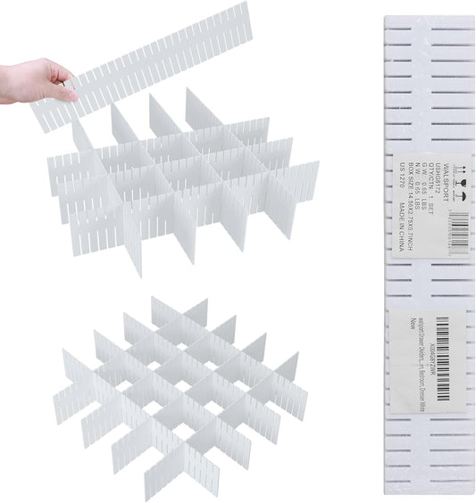 ALBAD Plastic Drawer Dividers Adjustable Drawer Organizer Dividers Separator for Tidying Clutter/Cutlery/Underwear/Socks/Clothes/Dresses/Boxes/Bins in Kitchen Bathroom Bedroom Office (8)