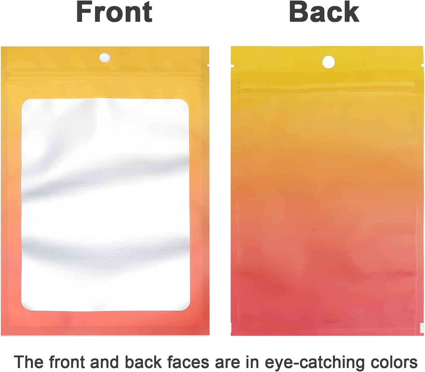 100 Pcs Resealable Mylar Bags, Gradient Color Food Storage Bags, Zip Bag Foil Bags Packaging Pouch for Food Storage, Sample, Small Business (Yellow Orange, 5.9 X 8.6 Inch)