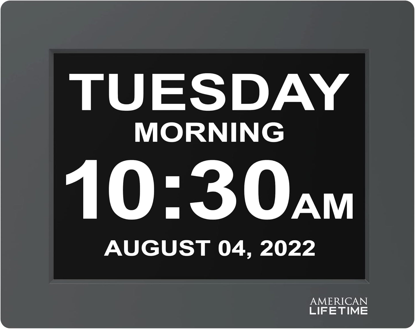 American Lifetime 【New 2024】 Dementia Clock Large Digital Clock for Seniors, Digital Clock Large Display with Custom Alarms, Clock with Day & Date for Elderly, Large Number Digital Clock Grey