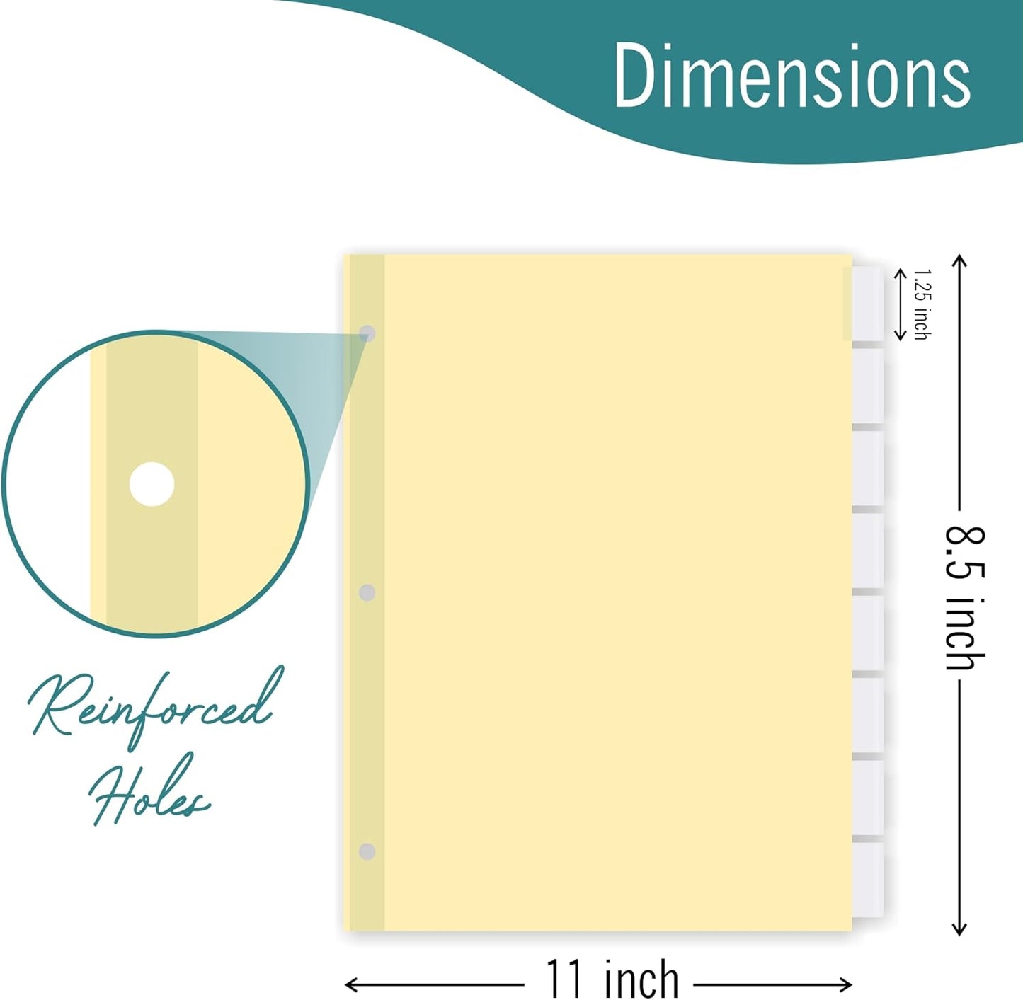 8-Tab Binder Dividers for 3 Ring Binder, Insertable Clear Big Tabs, Letter Size Paper Divider, 8.5 x 11 inch, 3 Sets (24 Dividers Total)