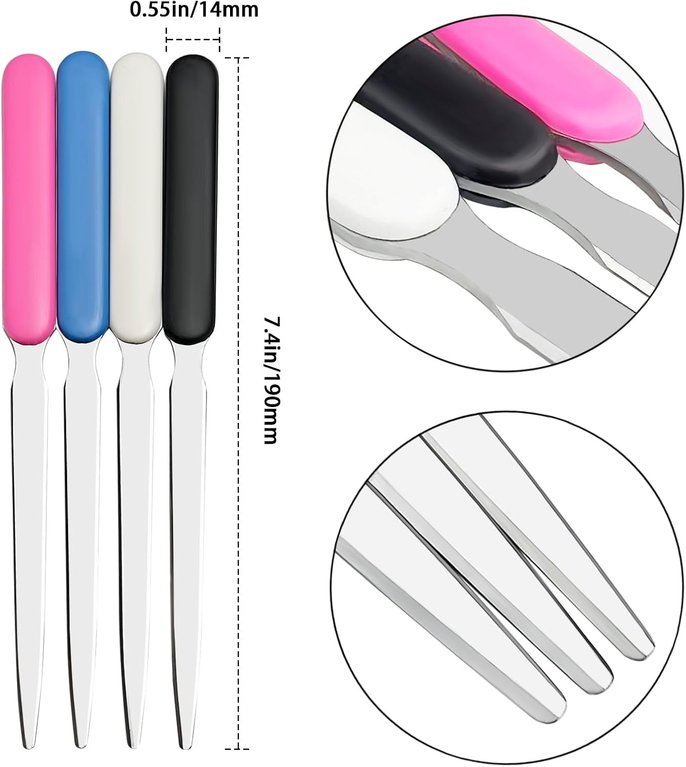 4 Pack Office Letter Opener, Stainless Steel Knife-Edge Blade Envelope Openers, Lightweight Mail Slitter with Ergonomic Grip Handle for Home and Office Use, Mixed Colors