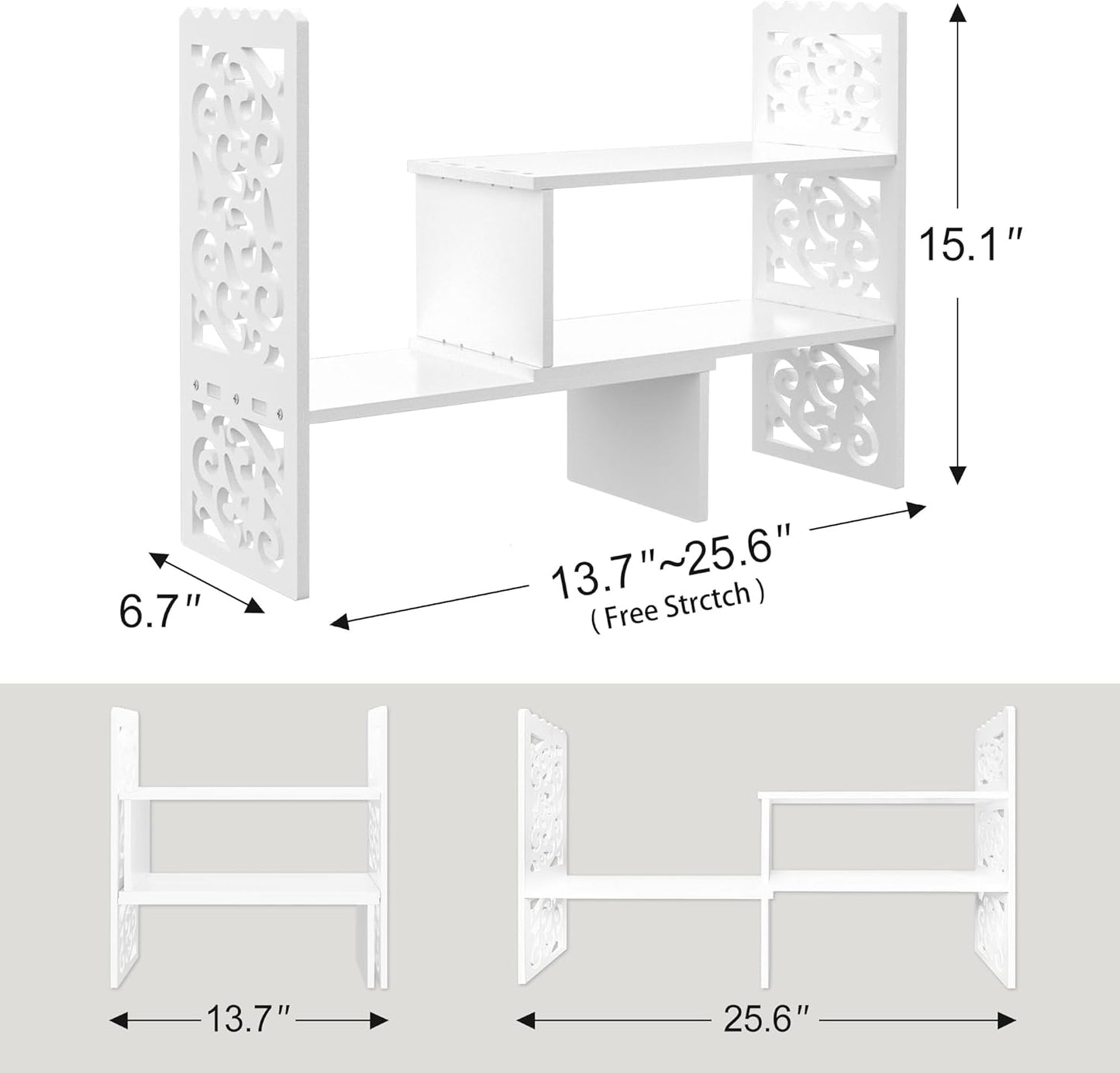 Jerry & Maggie - WPC Desktop Organizer White Office Storage Rack Shelf | Birthday Gifts - Toy - Home Decor | Free Style Rotation Display Modern Luxurious Stand Shelf (White)