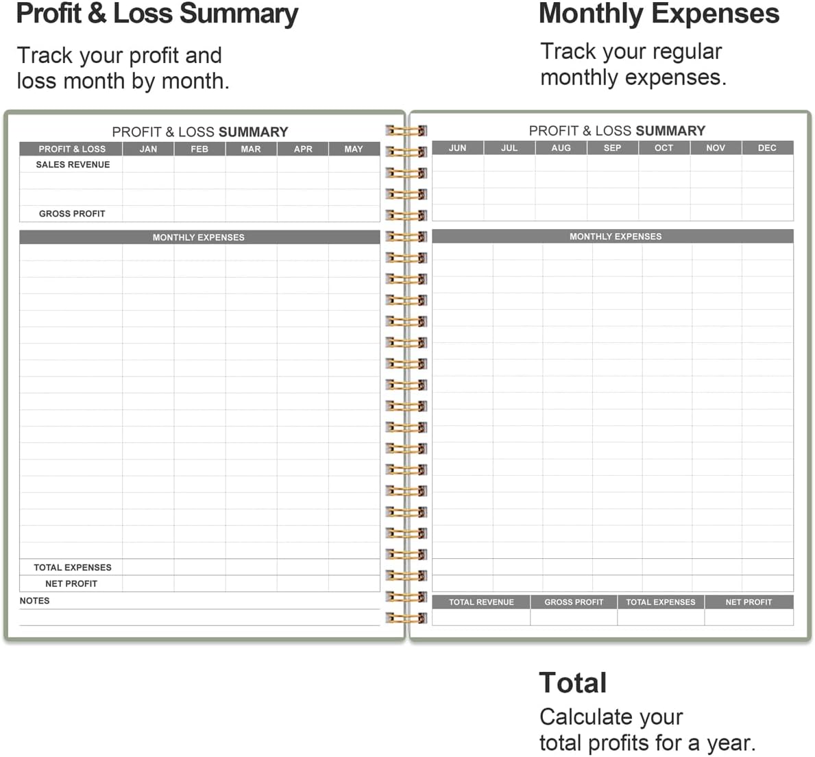 Heveboik Income & Expense Log Book - A4 Income and Expense Tracker for Small Business, Accounting Bookkeeping Tracking for Woman and Man, 8" x 10.5", Green