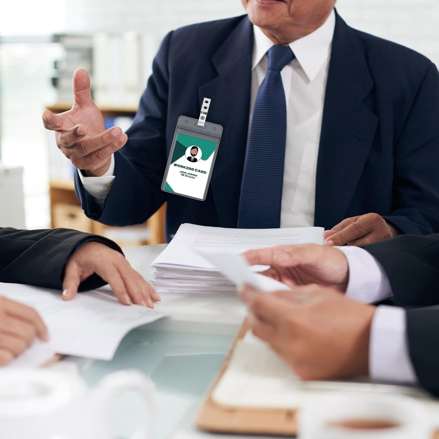 400 Pack Metal Badge Clips Double Hole ID Badge Clips with Clear PVC Straps for Name Tag ID Cards and Badge Holders Work Office Supplies