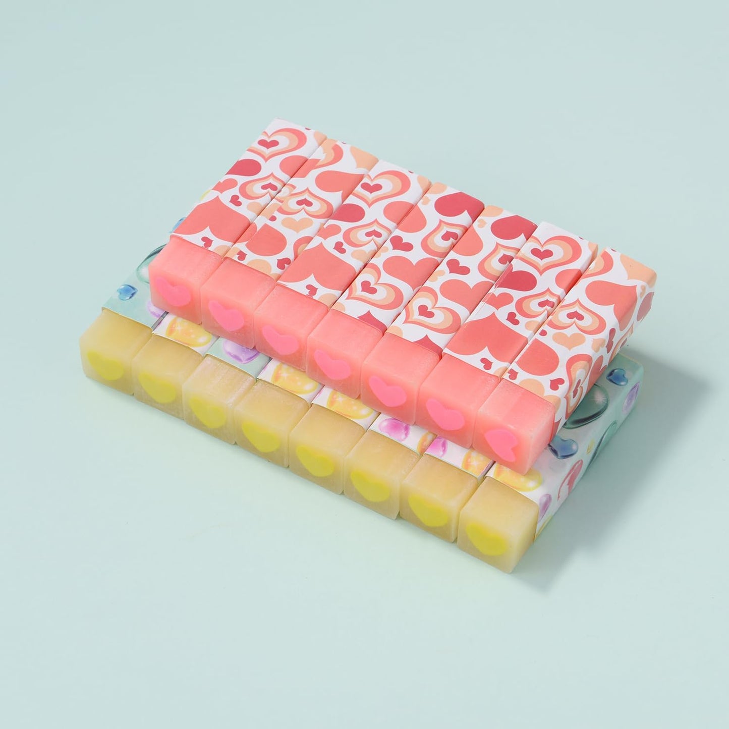 16 Pack Heart Erasers, Kawaii Jelly Erasers for Kids, Red