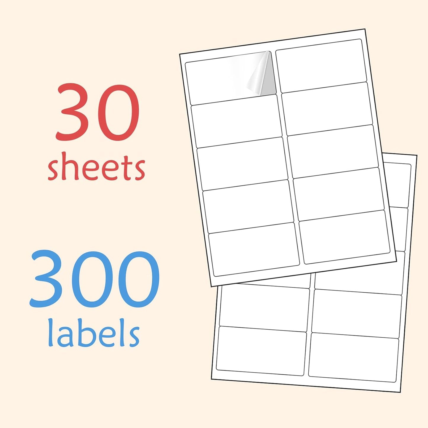 2” x 4” Shipping Address Labels 300 Labels, BESTIKER Printable Labels for Laser Inkjet Printers,White Sticker Labels Permanent Adhesive Mailing Labels for Packages(10 Labels/Sheet,30 Sheets)