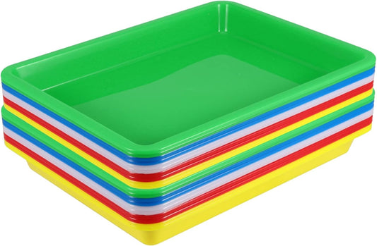 JOIKIT 20 Pack 10.8 x 8.3 Inch Multicolor Plastic Art Trays, Art and Crafts Organizer Tray, Activity Organizer Serving Tray for Beads, Painting, Blocks, DIY Project