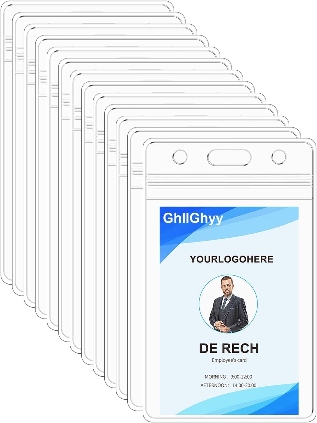 6 Pack Extra Thick Name Badge Holders, Durable & Sealable Waterproof Vertical ID Badge Holders, Clear PVC Plastic Badge Sleeve for Credit Card/Proximity/RFID/Work Badge/Room Key