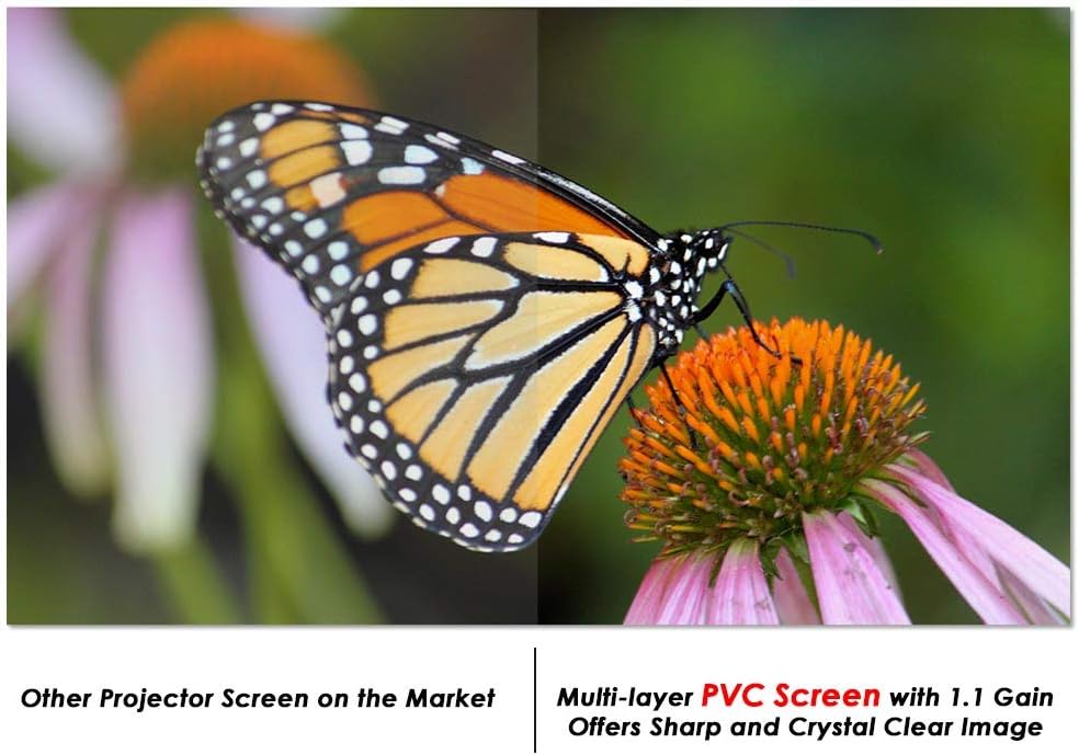 120" Detachable Projector Screen and Stand Outdoor Portable Movie Projection 16:9 4K HD Home Theater Camping Backyard Cinema with Carry Bag