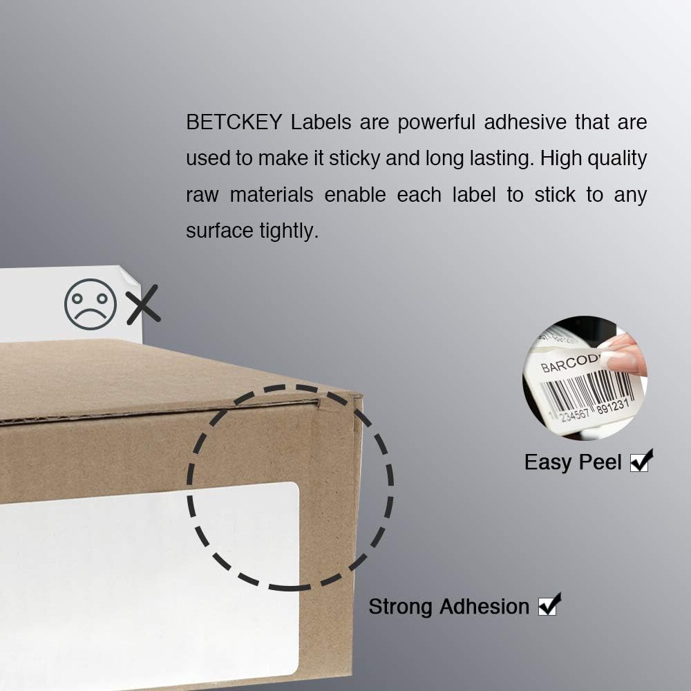 BETCKEY - 3" x 2" (76 mm x 51 mm) Multipurpose & Shipping Labels Compatible with Zebra & Rollo Label Printer,Premium Adhesive & Perforated [1 Rolls, 750 Labels]