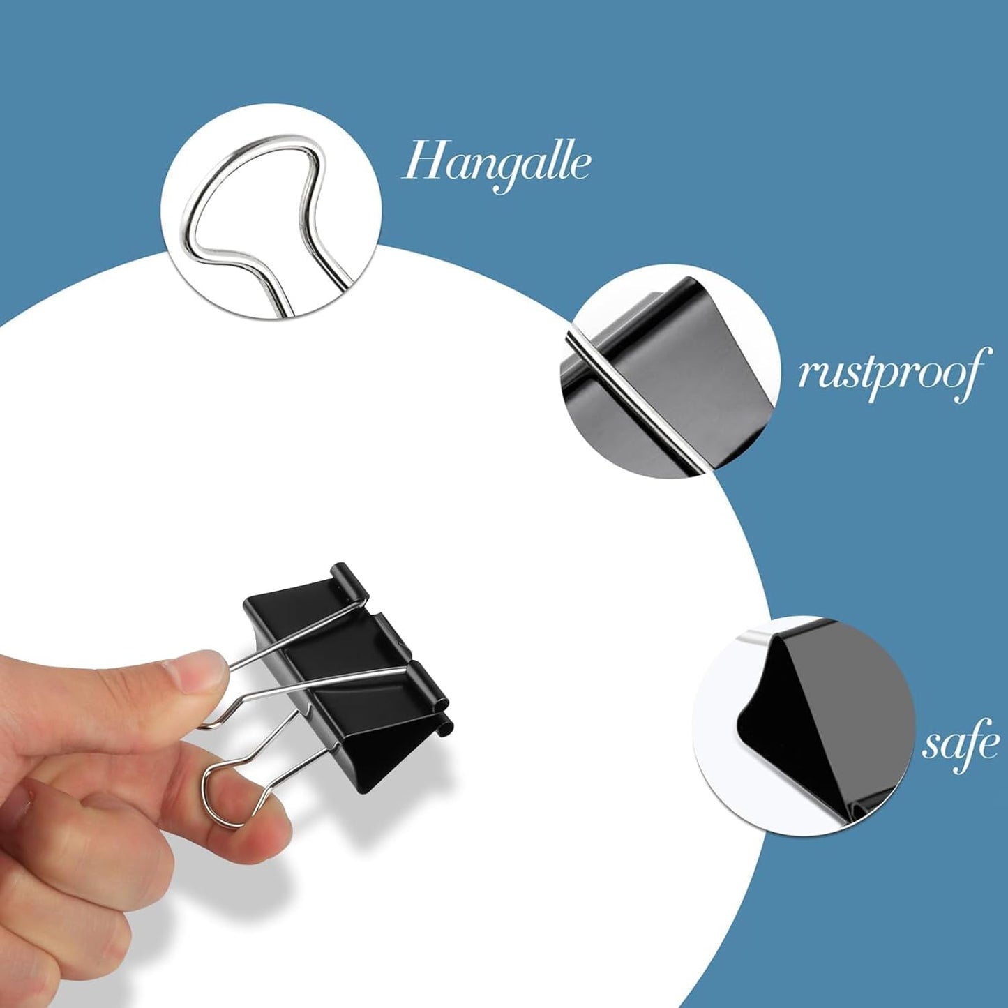 48 Pcs Large and Extra Large Binder Clips, 2 Inch Length (24 Pcs) and 1.6 Inch Length (24 Pcs)