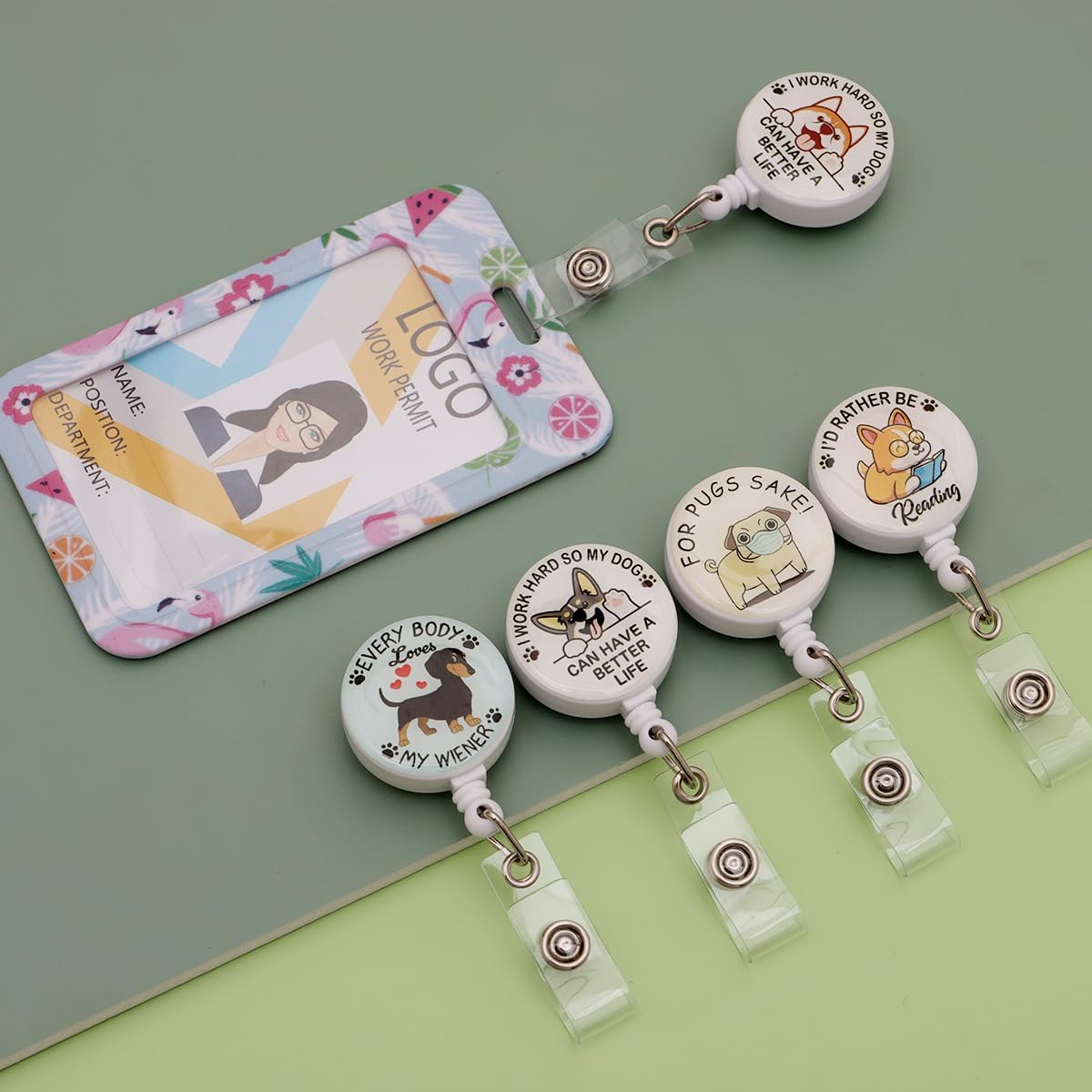 16pcs Badge Reels Retractable Badge Holders,Id Badge Holders Retractable with Clip,Cute Badge Reel for Men,Women,Girls 10