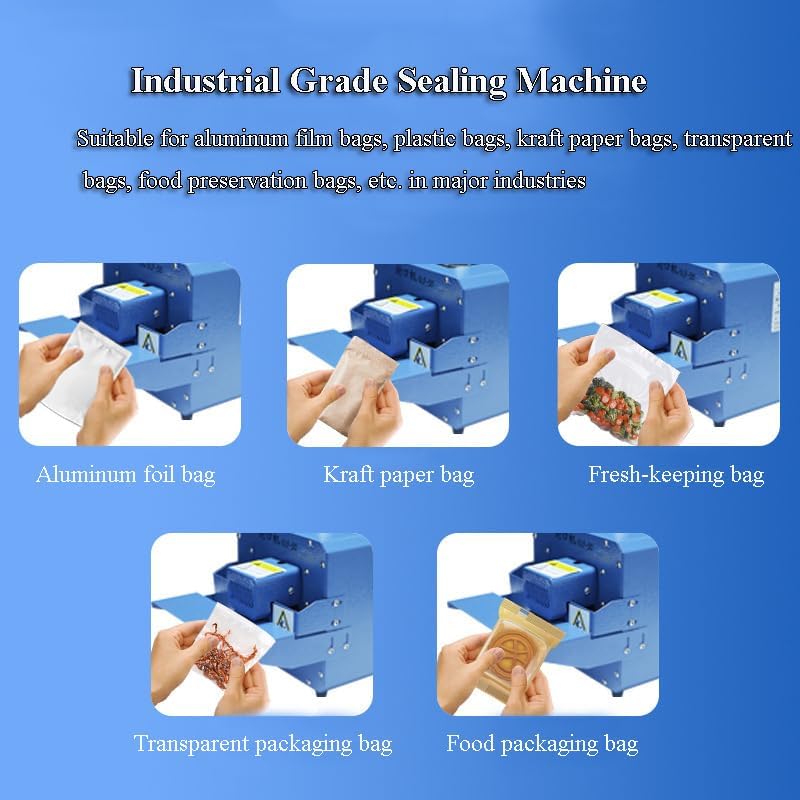 Heat Sealer Machine,Automatic Food Plastic Bag Heat Sealing Machine, Continuous Roller Sealer Temperature Control, Commercial Plastic Bag Sealer For Cookies,Small Shops,Home Kitchen