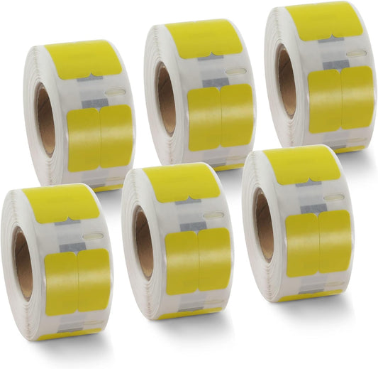 BETCKEY Colored Labels Compatible with Dymo 30333 (1/2" x 1") Extra Small Labels (2-up), Compatible for Dymo LabelWriter Thermal 450, 4XL & Zebra Desktop Printers [6 Rolls, Yellow]