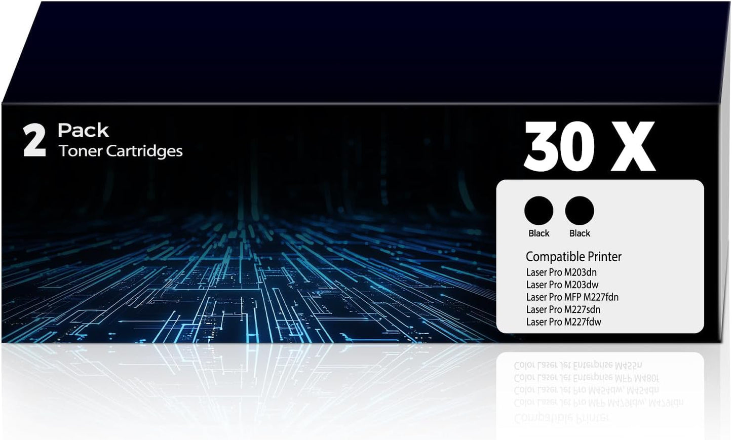 30X CF230X Black Toner Cartridges with Chip for M203dw Toner MFP M227fdn Toner Replacement for HP 30X 30A Toner Works with Laser Pro M203dn M203dw Pro MFP M227fdn M227sdn M227fdw Printer (2 Black)