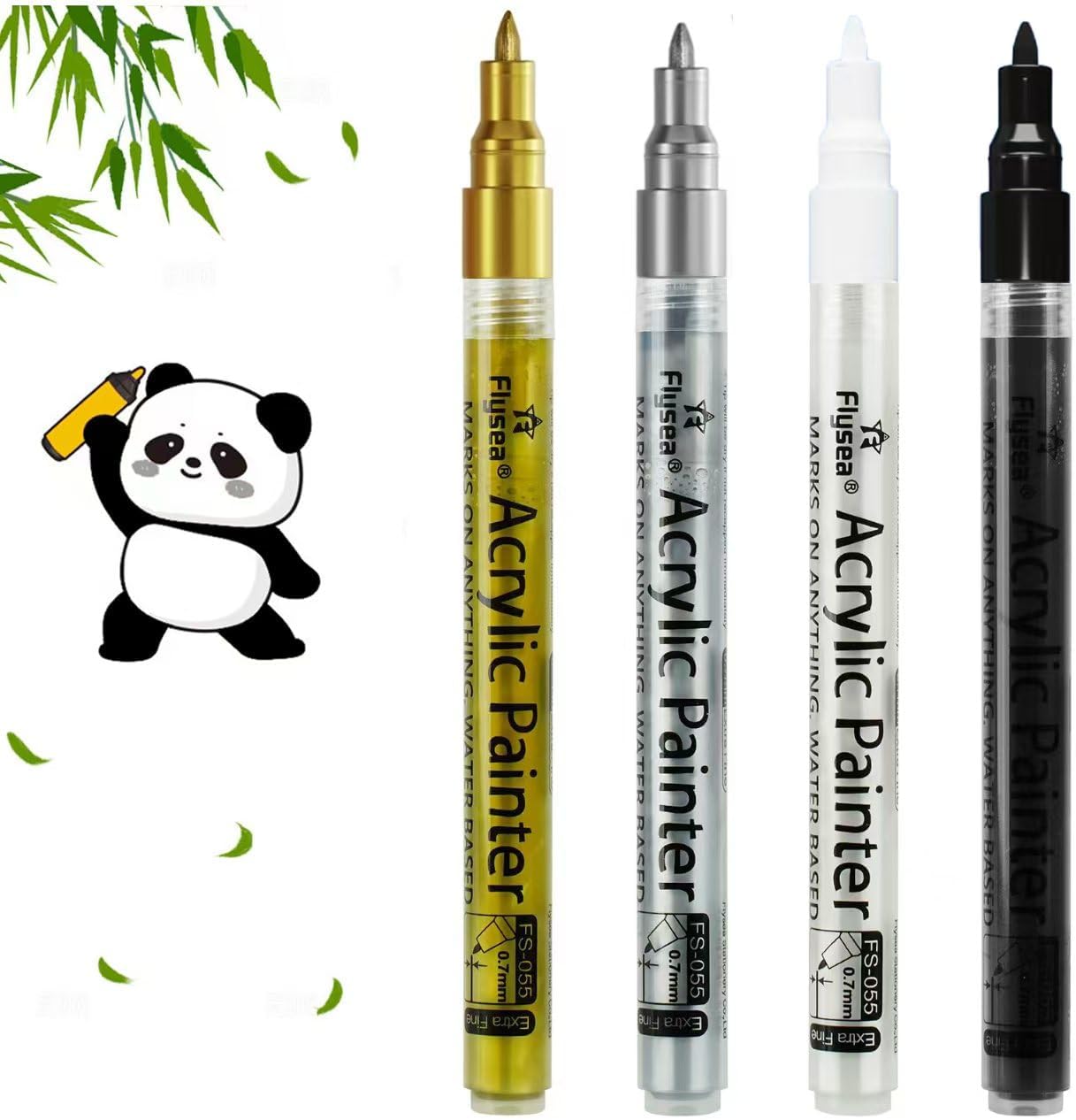 Acrylic Paint Pens, 12 Pack 0.7mm Permanent Painting Markers DIY Craft for Rock Ceramic Glass Wood Plastic Canvas Fabric Mug, Quick Dry, High Volume Ink (Extra Fine-12PCS(3B3W3G3S))