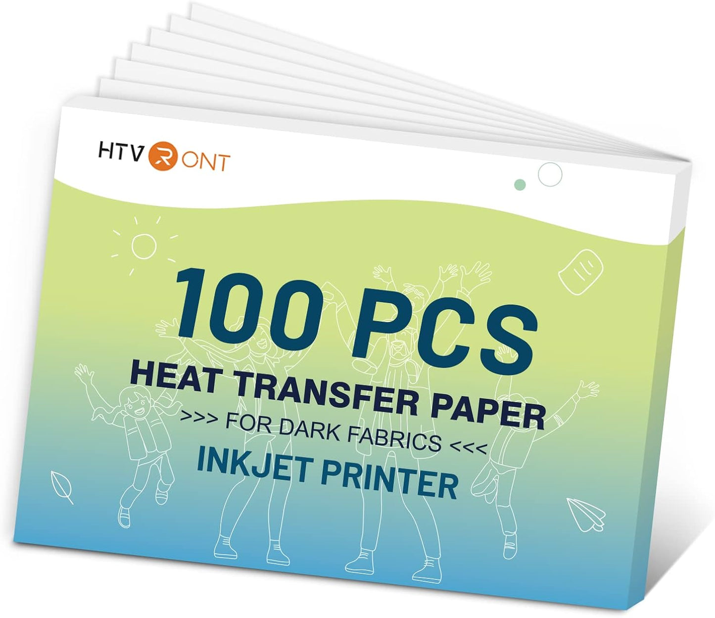 HTVRONT Heat Transfer Paper for Dark T Shirts -100 Pack 8.5x11" Iron on Transfer Paper for Inkjet Printer, Easy to Use Printable Heat Transfer Vinyl, Vibrant Color, Durable & Soft