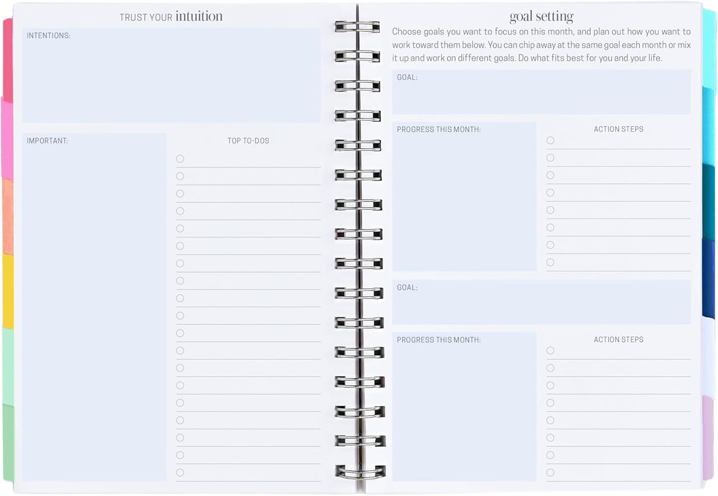 Inspired by Erin Condren A5 Undated Planner, Spiral Bound Daily & Weekly Planner with Monthly Tabs, Portable Organizer for Productivity, Goal Setting, Includes Sticker Sheets, Petal Party Design