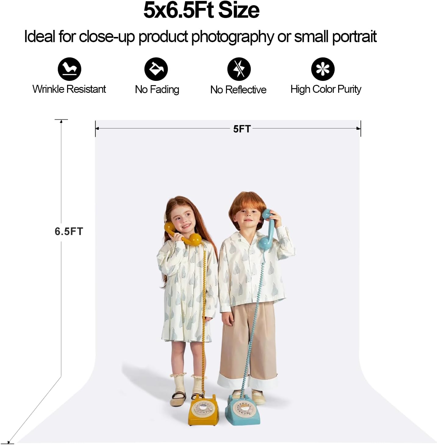 5X 6.5 Ft White Backdrop Photography, White Screen Photo Booth Backdrop for Photoshoot, Party and Video, Photo Background for Product, Portrait, Video Recording