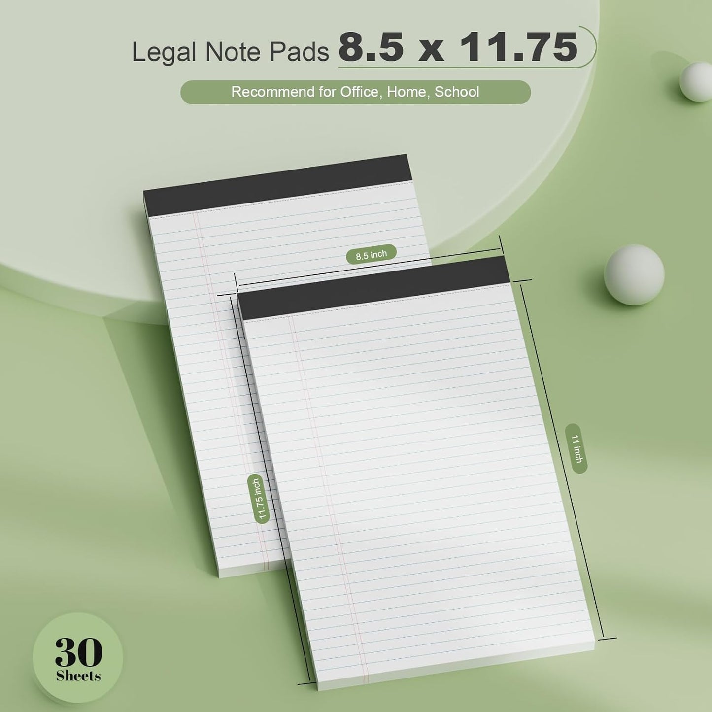 6 Pack Legal Pads 8.5 x 11 College Ruled Notepads, White Note Pads 8.5'' x 11'' Writing Pads Narrow Ruled Lined Paper Pads, 30 Sheets Per Note Pad, Legal Notepads for Work Study Daily Note Taking List