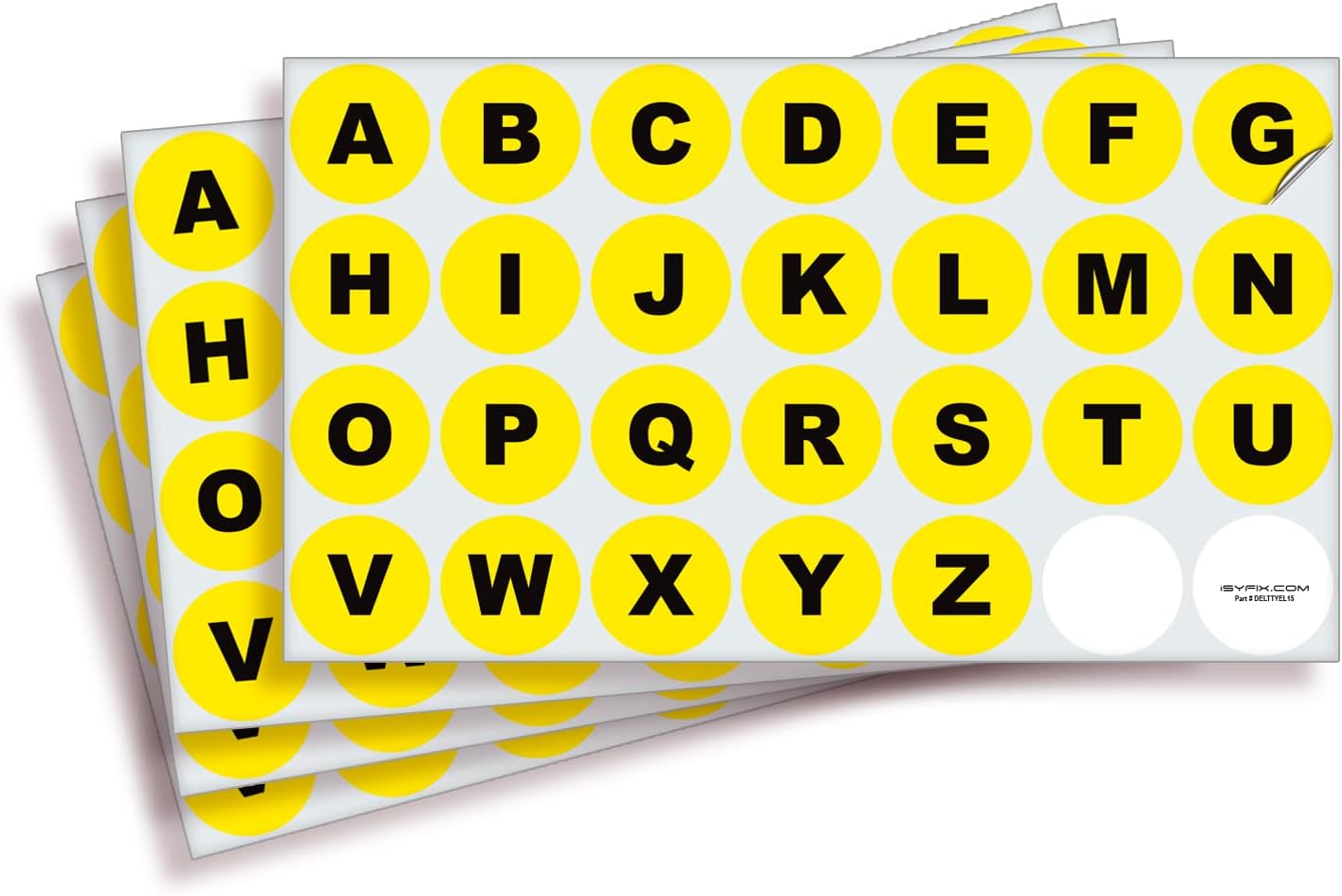 iSYFIX Yellow Vinyl Letters Stickers - 1.5 inch Self-Adhesive, A to Z, 4 of Each Letter - Premium Decal Indoor & Outdoor, For Inventory, Storage, Organizing, Alphabet for Boxes, Toolbox, Lockers