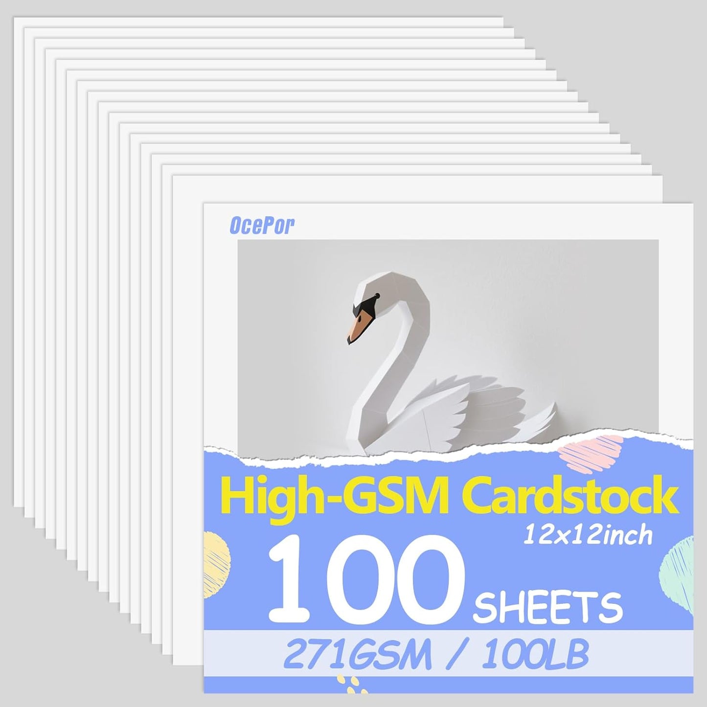100 Sheets White Cardstock 12” x 12”, 100lb/271gsm White Card Stock, Thick Card Stock Paper, Heavy Cardstock Paper for Printer, Resume, Scrapbooks, Art, Crafts, Business Cards