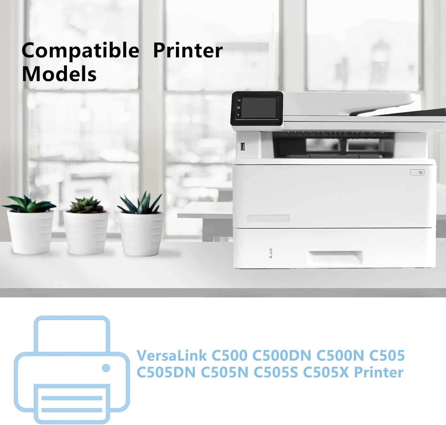 High Yield Versalink C500/C505 Toner Cartridges Replacement for Xerox 106R03862 106R03863 106R03864 106R03865 Versalink C500 C500DN C500N C505 C505DN C505N C505S Printer (4-Pack, BK/C/M/Y)