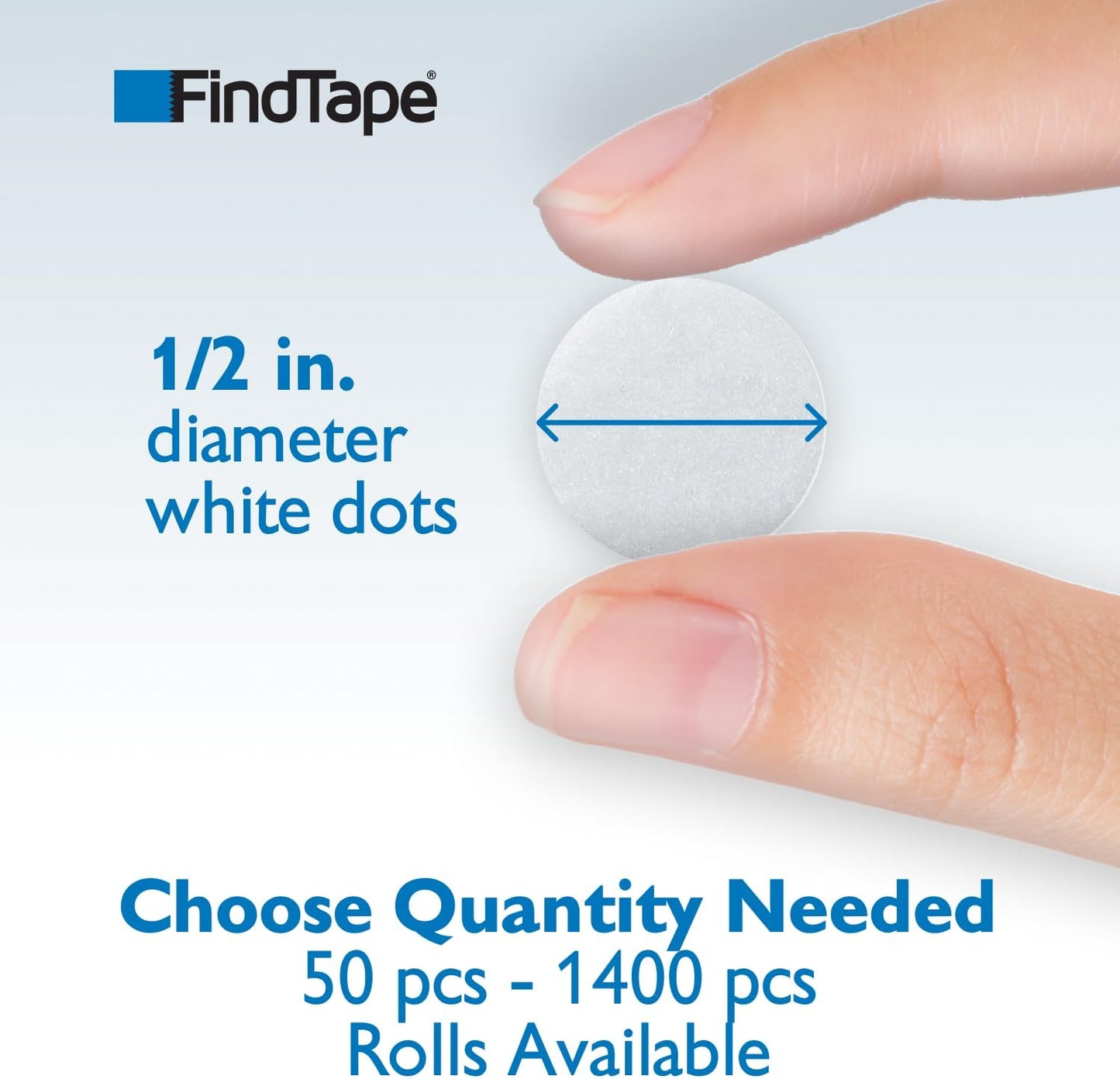 1/2-inch Diameter Hook and Loop Self-Adhesive Dots, 1440 per roll/Loop-Side Only (White)