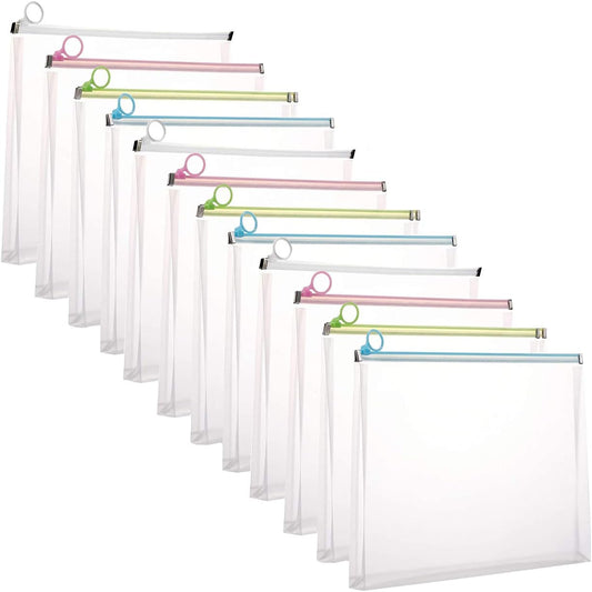 9x12 Clear Zip Plastic Envelopes File Document Paper Holder Pack of 12