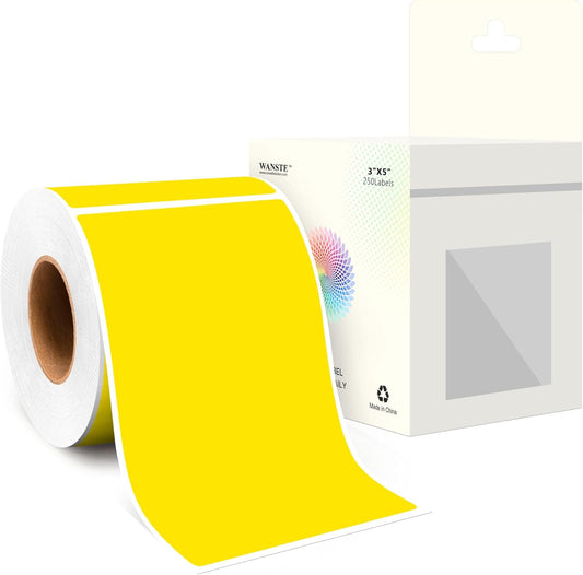 3 x 5 Inch 250Pcs Rectangle Color Coding Stickers,Strong Adhesion Easy to Write Label for Moving,Box Organization,Inventory,Business,Yellow