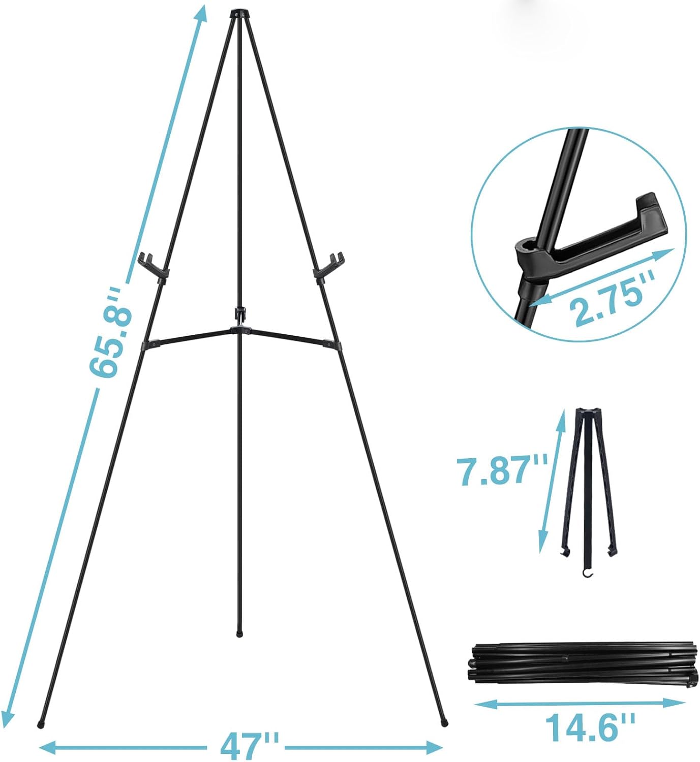2Pcs Easel Stand for Wedding & Poster Display, 66 Inch White Portable Foldable Poster Stand, Perfect for Wedding, Birthday Party, Art Shows, and Retail Displays