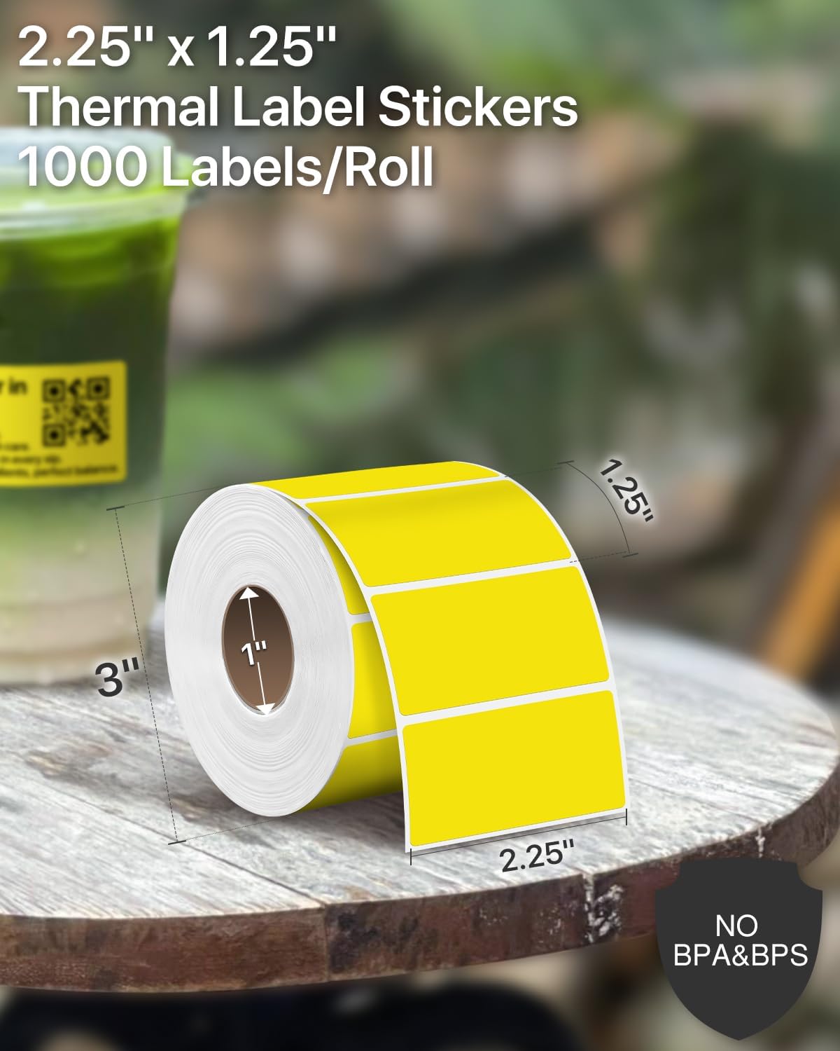iEager 2.25x1.25 Inch Thermal Labels, Yellow Durable Thermal Printer Stickers, Self-Adhesive Rectangle Shipping Label Printer Sticker for Barcode, Name, Address, 1000 Labels/Roll