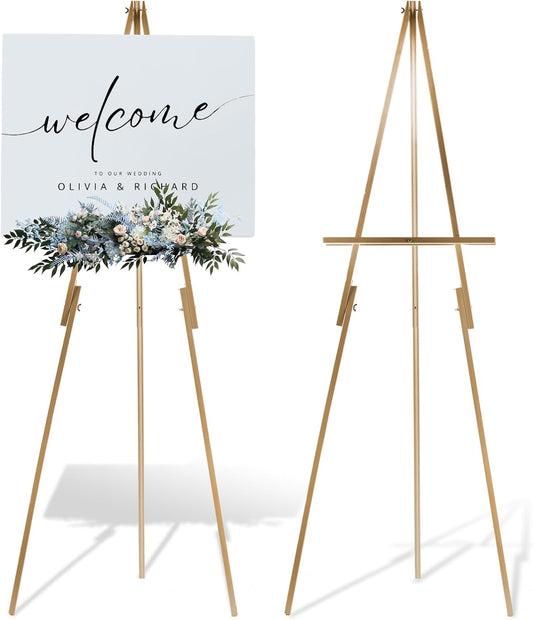 63''Wooden Tripod Display Easel Stand for Wedding Sign, Portable Tripod Wood Artist Easel