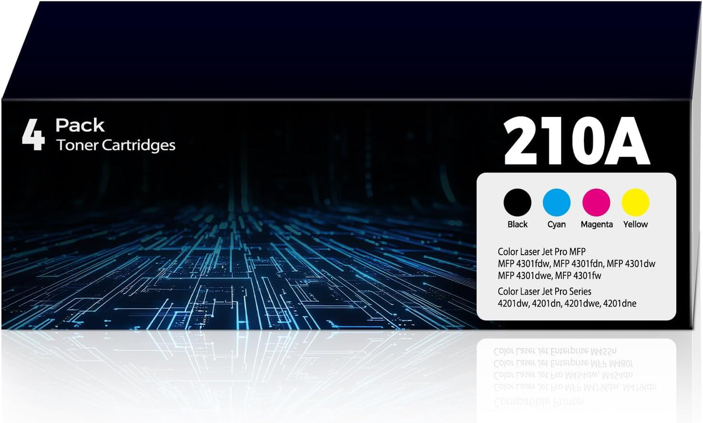 210A Toner Cartridges Compatible for HP 210A 210X Toner Color Laser Jet Pro MFP 4301fdw MFP 4301fdn Compatible for Color Laser Jet Pro 4201dw 4201dn ColorPro MFP 4301 4201 Series (4 Pack with Chip)