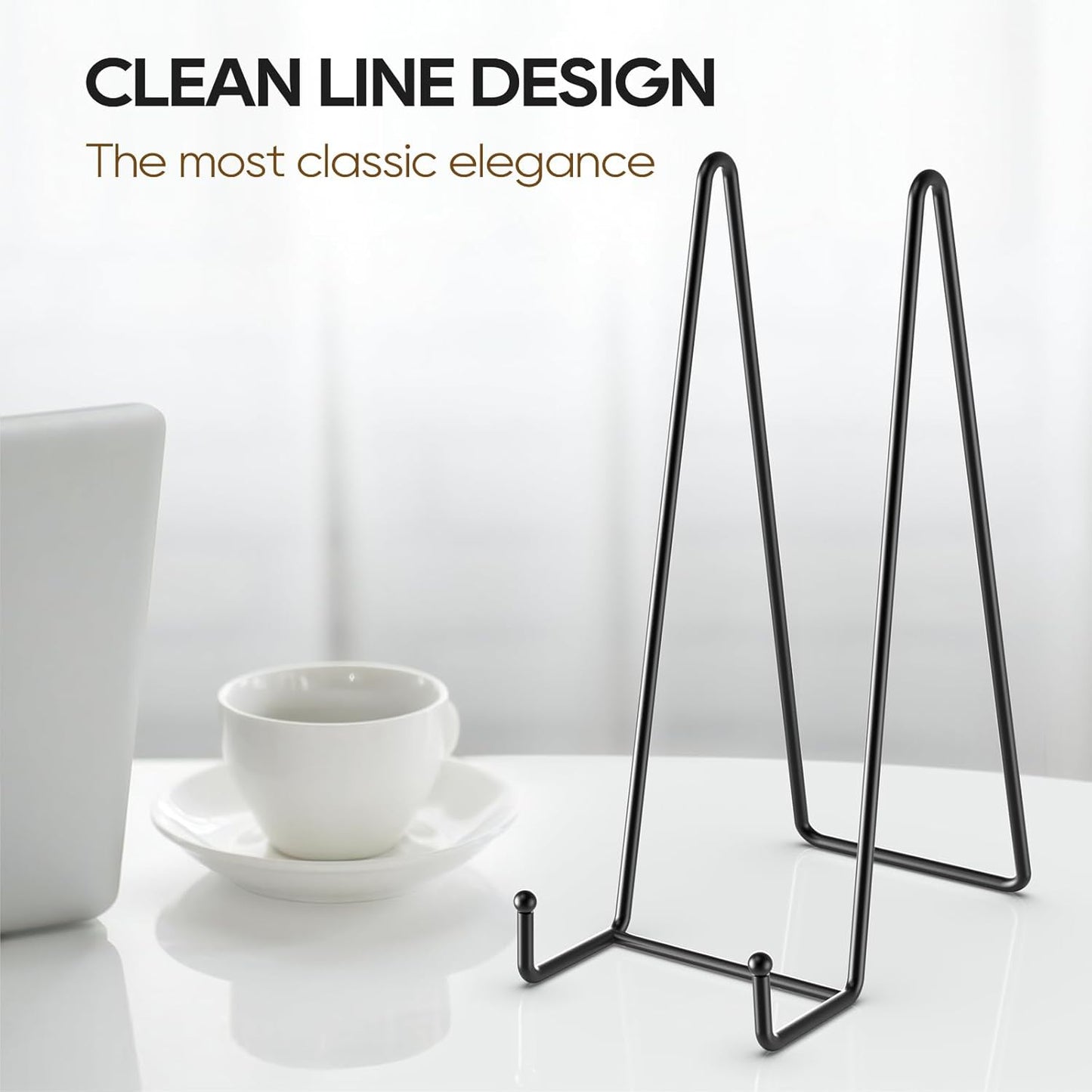 HONGYUTAI 3 Pack 12 Inch Plate Stands for Display Picture - Vinyl Table Top Display, Decorative Metal Frame Holders for Book , Photo and Platter, Tabletop Art, Black